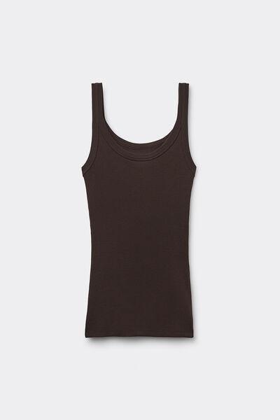 Brown Racer Back Vest Top, , large image number 1