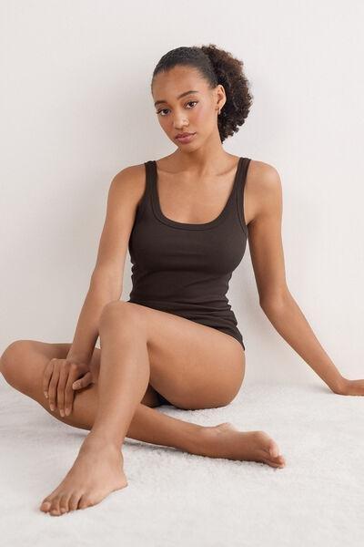 Brown Racer Back Vest Top, , large image number 2