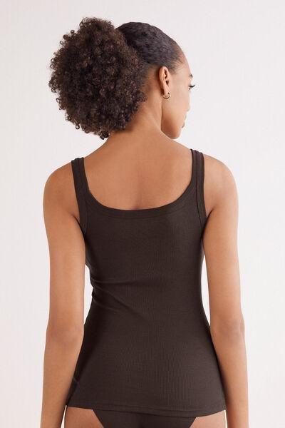 Brown Racer Back Vest Top, , large image number 3