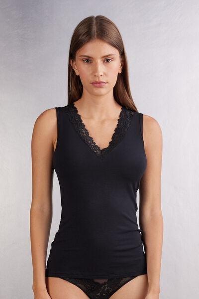Black Pretty Flower Tank Top, , large image number 0