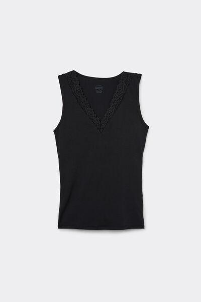 Black Pretty Flower Tank Top, , large image number 2