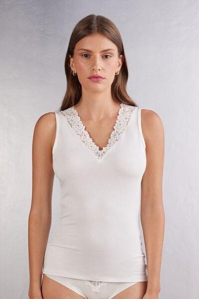 White Pretty Flower Tank Top, , medium