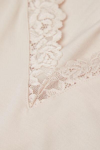 Cream Pretty Flower Modal And Lace Tank Top, , large image number 4
