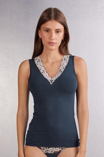 Navy Pretty Flower Tank Top, , large image number 0