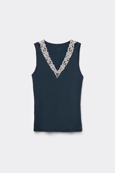 Navy Pretty Flower Tank Top, , large image number 2