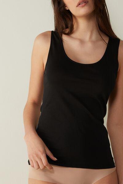 Black Wide-Strap Ultrafresh Supima Cotton Vest, , large image number 0