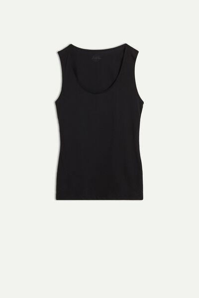 Black Wide-Strap Ultrafresh Supima Cotton Vest, , large image number 2