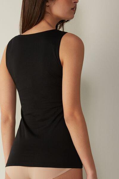 Black Wide-Strap Ultrafresh Supima Cotton Vest, , large image number 3