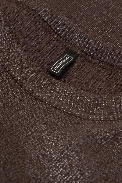 Brown Ribbed Lame Cotton Vest Top, 5601_053K, large image number 4