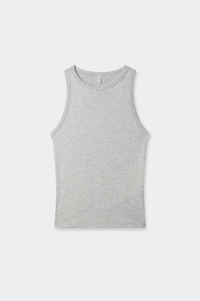 GREY Ribbed Lamأ&copy; Cotton Vest Top, 5601_260K, large image number 0