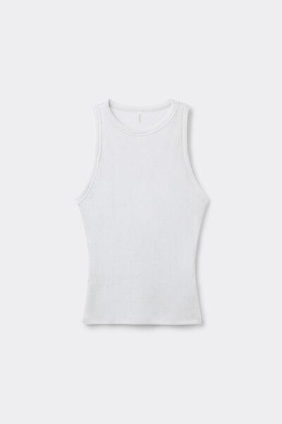 Grey Ribbed Vest Top, , large image number 1
