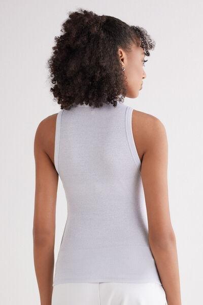 Grey Ribbed Vest Top, , large image number 3