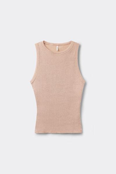 Beige Ribbed Vest Top, 5601_873J, medium