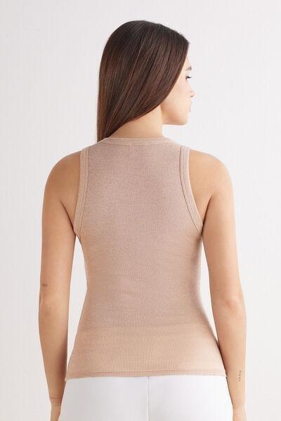 Beige Ribbed Vest Top, 5601_873J, large image number 3