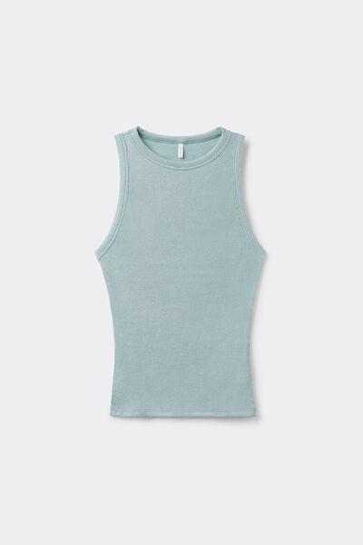 Blue Ribbed Vest Top, , large image number 2