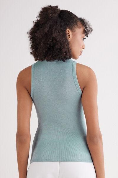 Blue Ribbed Vest Top, , large image number 3