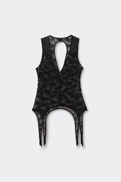 Black The Art Of Lingerie Lace Basque Vest Top, Black, large image number 3