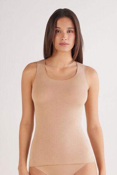 Beige Ultralight Wide-Shoulder Modal Top, Soft Beige, large image number 1