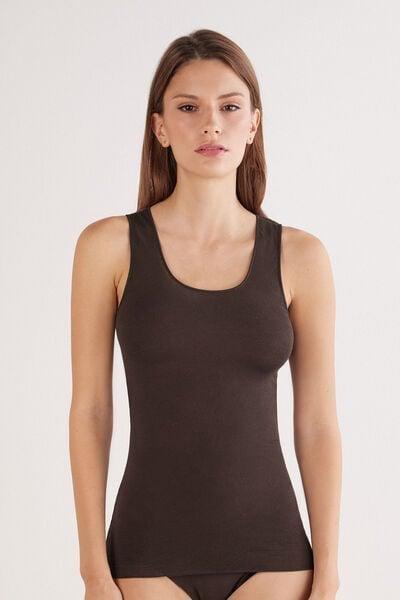 Brown Ultralight Wide-Shoulder Cashmere Tank Top, No Colour, large image number 1