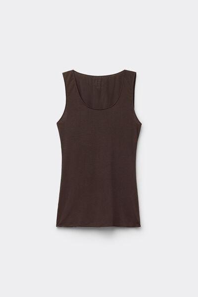 Brown Ultralight Wide-Shoulder Cashmere Tank Top, No Colour, large image number 3