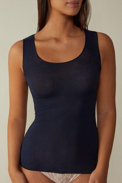 Intimissimi - Blue Modal Cashmere Ultralight Wide-Shoulder Top