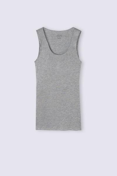 Grey Modal Cashmere Ultralight Wide-Shoulder Top, , large image number 2
