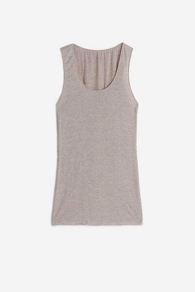 Beige Modal Cashmere Ultralight Wide-Shoulder Top, , large image number 2