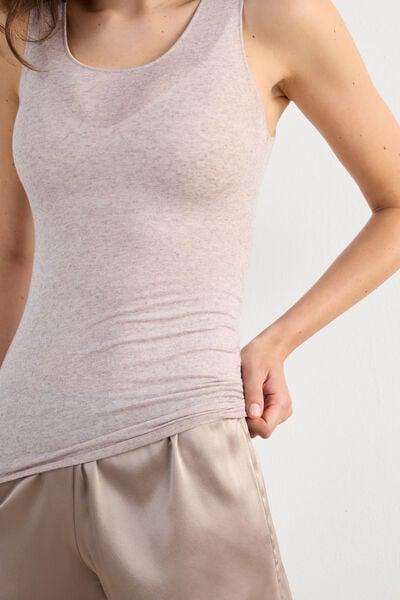 Beige Ultralight Wide-Shoulder Top, Shell Beige Blend, large image number 5