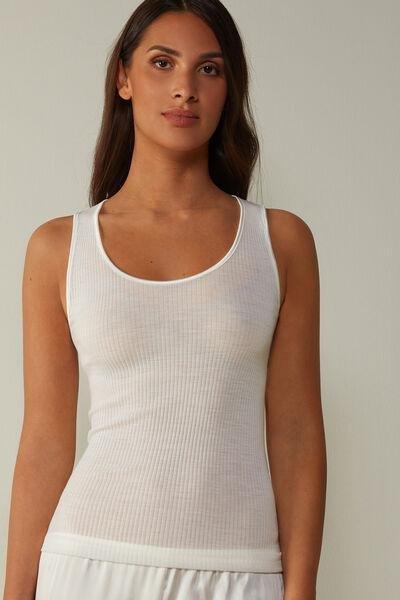 White  Silk Scoop-Neck Top, , large image number 0