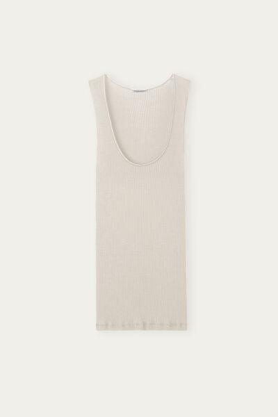 White  Silk Scoop-Neck Top, , large image number 2