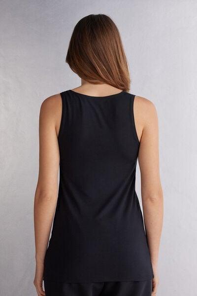 Black Long Micromodal Tank Top, Black, large image number 2