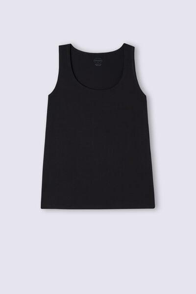 Black Long Micromodal Tank Top, Black, large image number 3