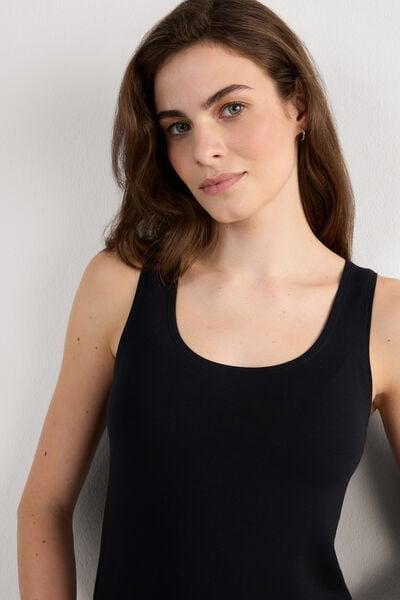 Black Long Micromodal Tank Top, Black, large image number 5