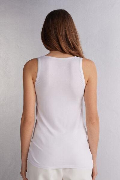 White Long Micro modal Tank Top, , large image number 3