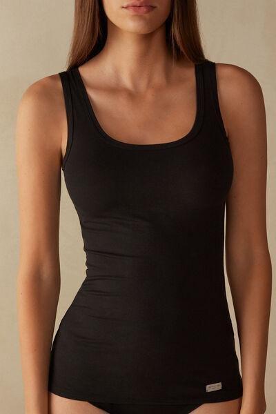 Black Wide Strap Tank Top, , large image number 0