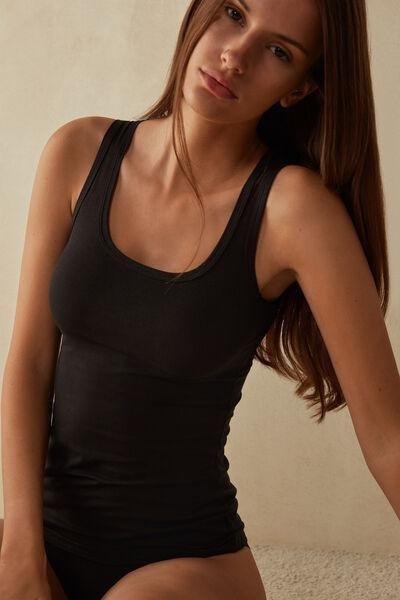 Black Wide Strap Tank Top, , large image number 1