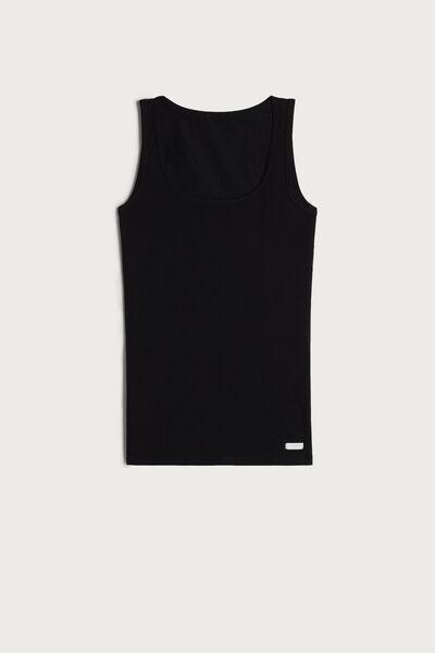 Black Wide Strap Tank Top, , large image number 2