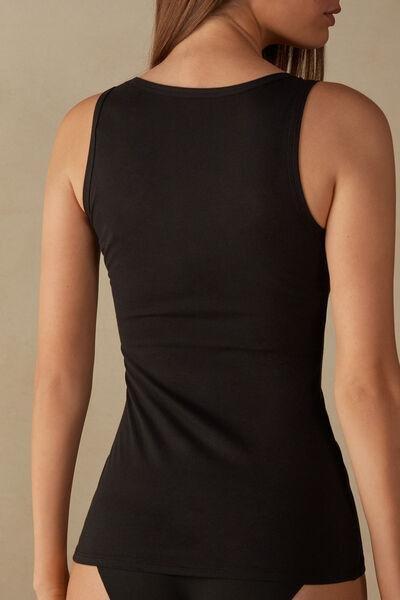 Black Wide Strap Tank Top, , large image number 3