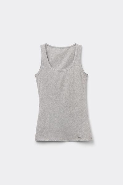 Grey Blend Cotton Wide Straps Vest, , large image number 2
