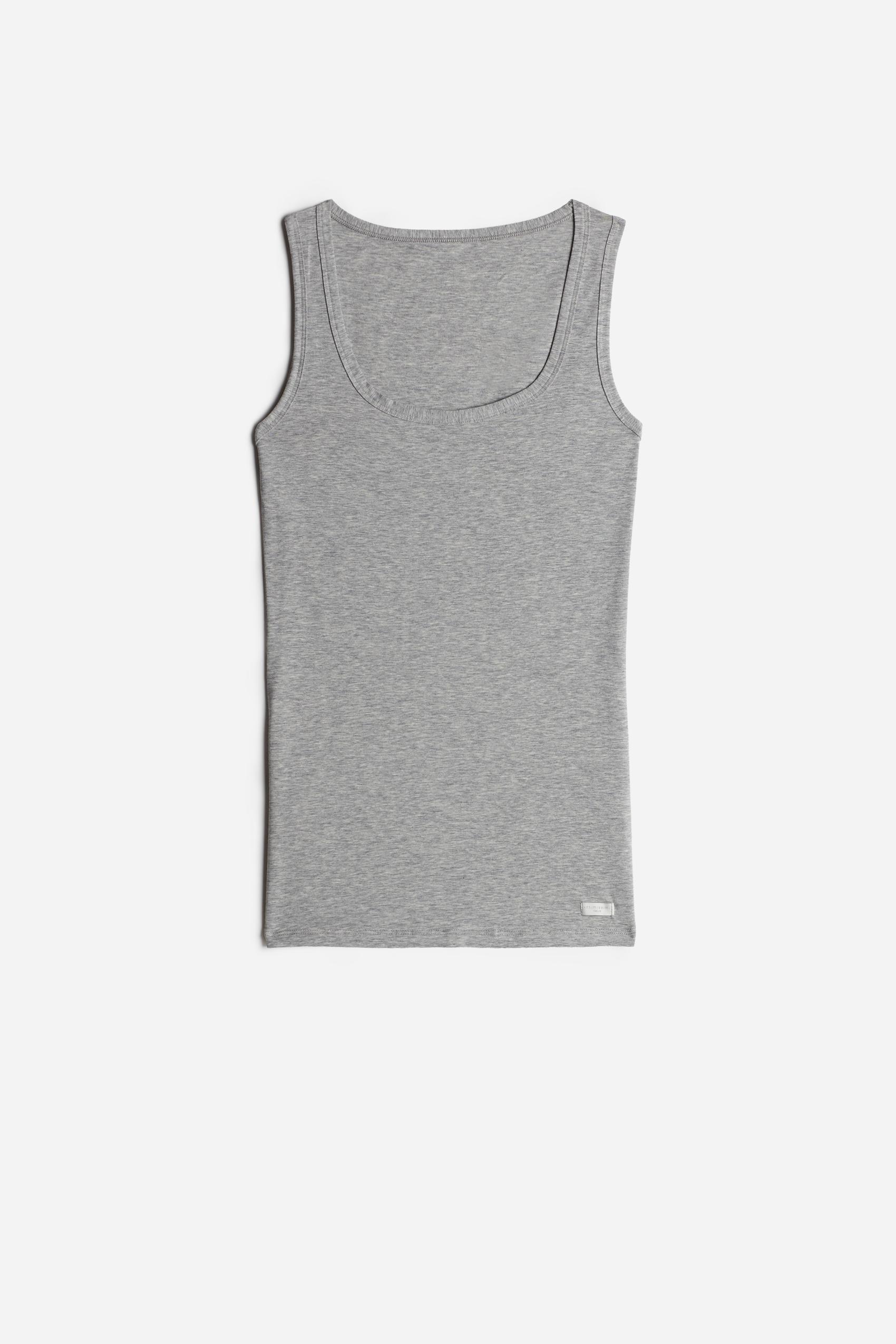 Grey Blend Cotton Wide Straps Vest, , large image number 10