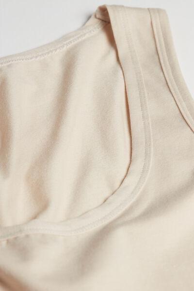 Cream Wide Straps Vest, Silk, large image number 4