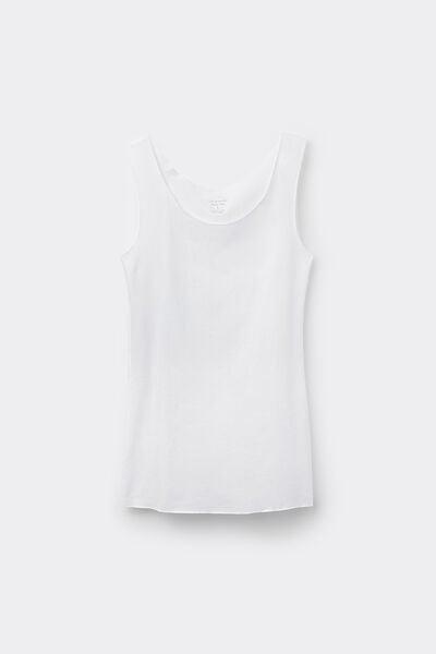 White Ribbed Cotton Vest Top, White, large image number 8