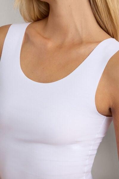 White Ribbed Cotton Vest Top, White, large image number 11