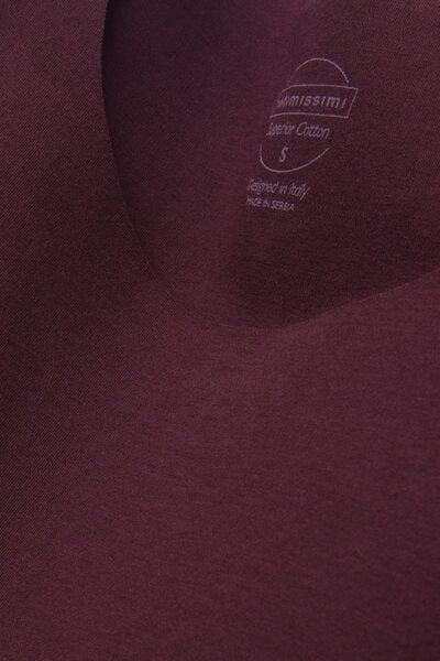 Burgundy Round-Neck Raw-Cut Cotton Vest Top, 5601_028K, large image number 4