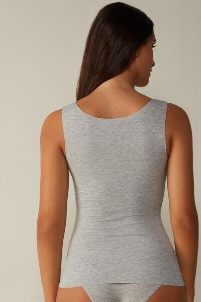 Grey Round-Neck Supima Cotton Vest Top, , large image number 3
