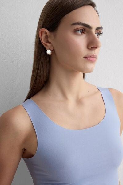 Blue Round-Neck Raw-Cut Cotton Vest Top, 5601_064K, large image number 5