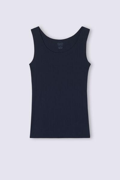 Blue Round Neck Vest Top, , large image number 2