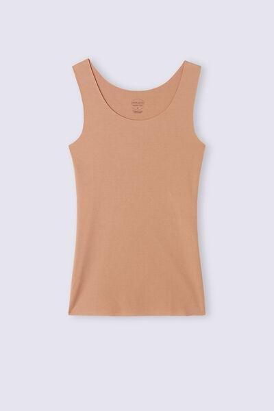 Orange Round-Neck Cotton Vest Top, , large image number 2