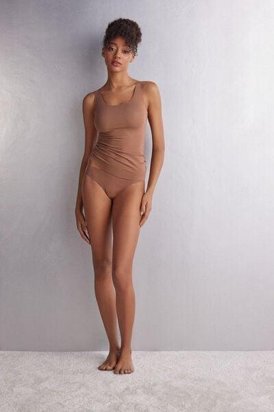 Brown Round-Neck Vest Top, Brown Mocha, large image number 0