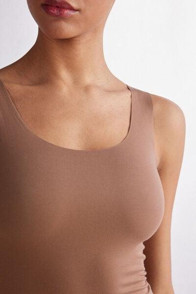 Brown Round-Neck Vest Top, Brown Mocha, large image number 5